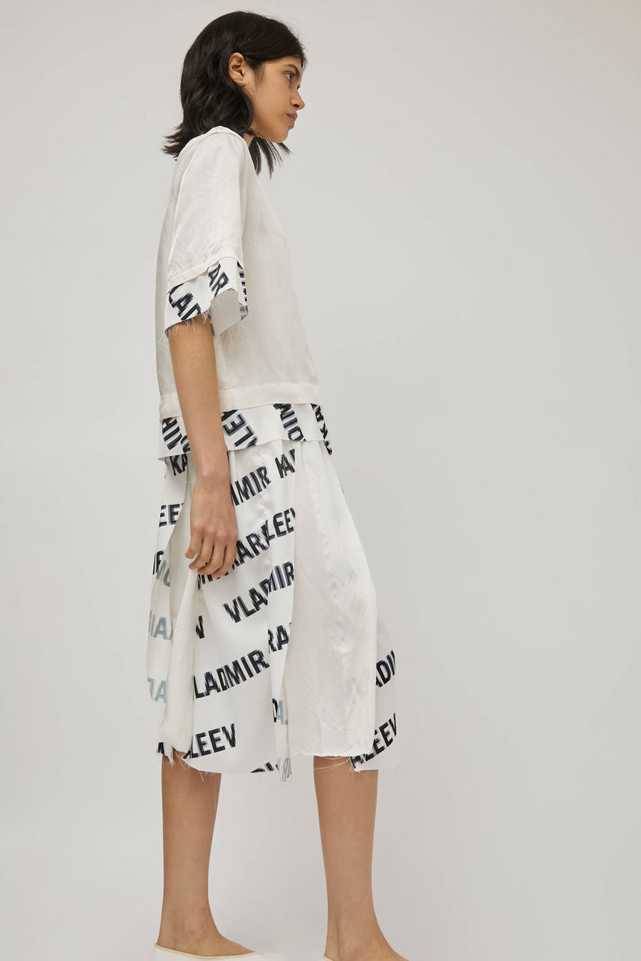 Vladimir Karaleev Tal Skirt in Logo Print
